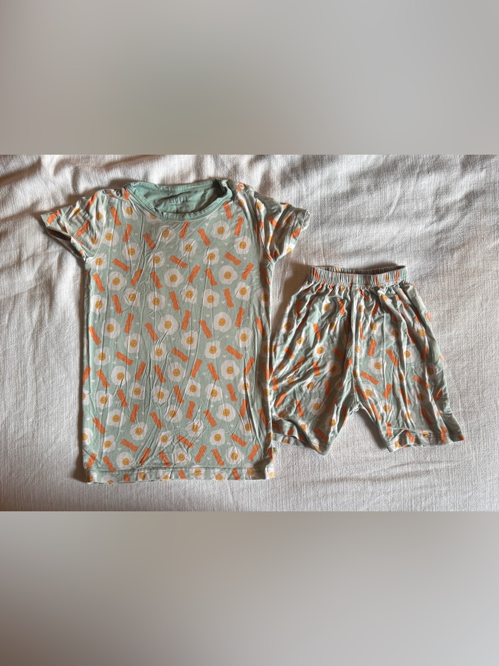 Clover Kids light teal Bacon & Eggs Pajama Set